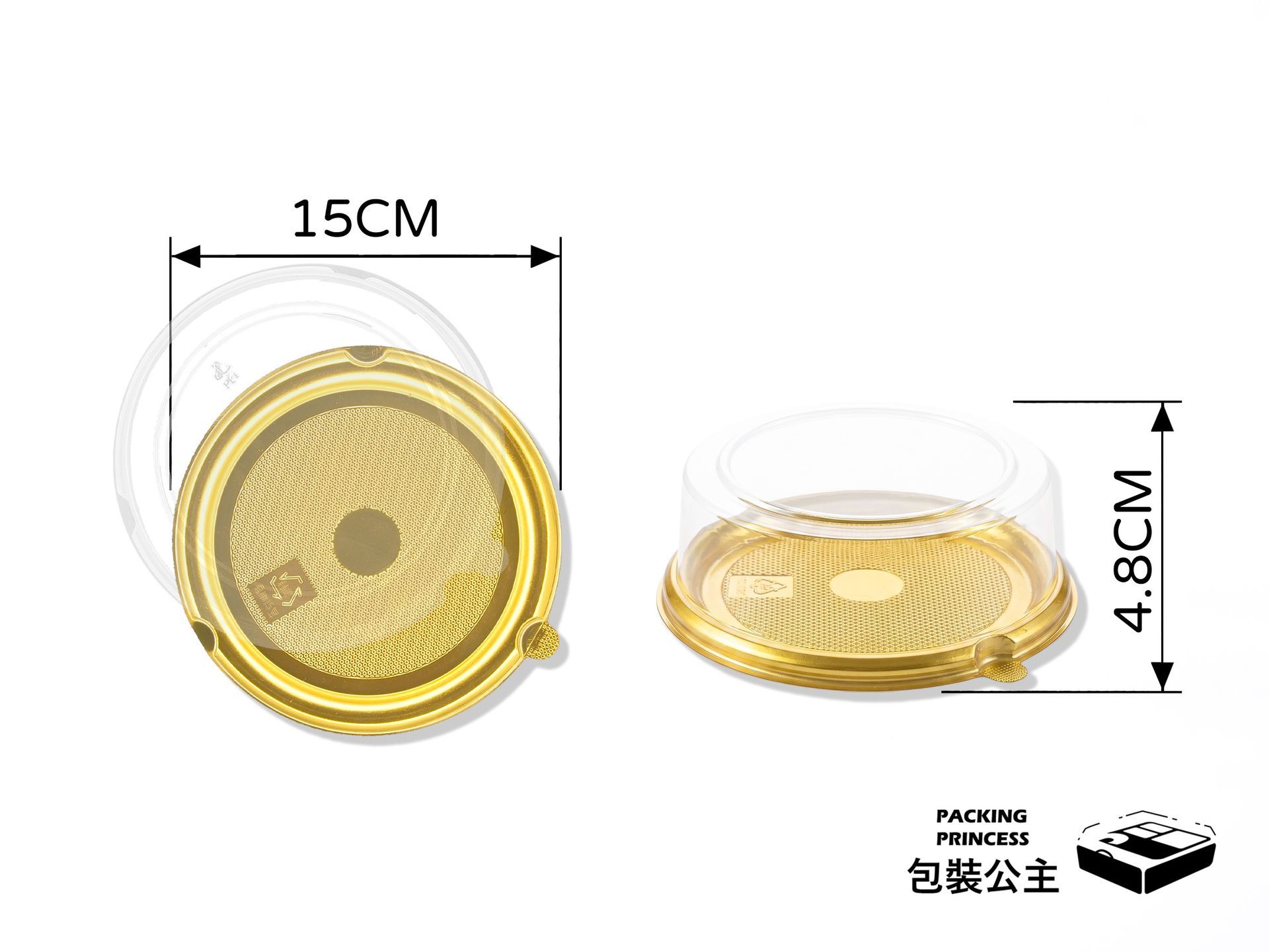 H526 5吋蛋糕盒，韓系蛋糕盒設計，搭配金色底盤，為小型生日蛋糕提供高質感的包裝方案。