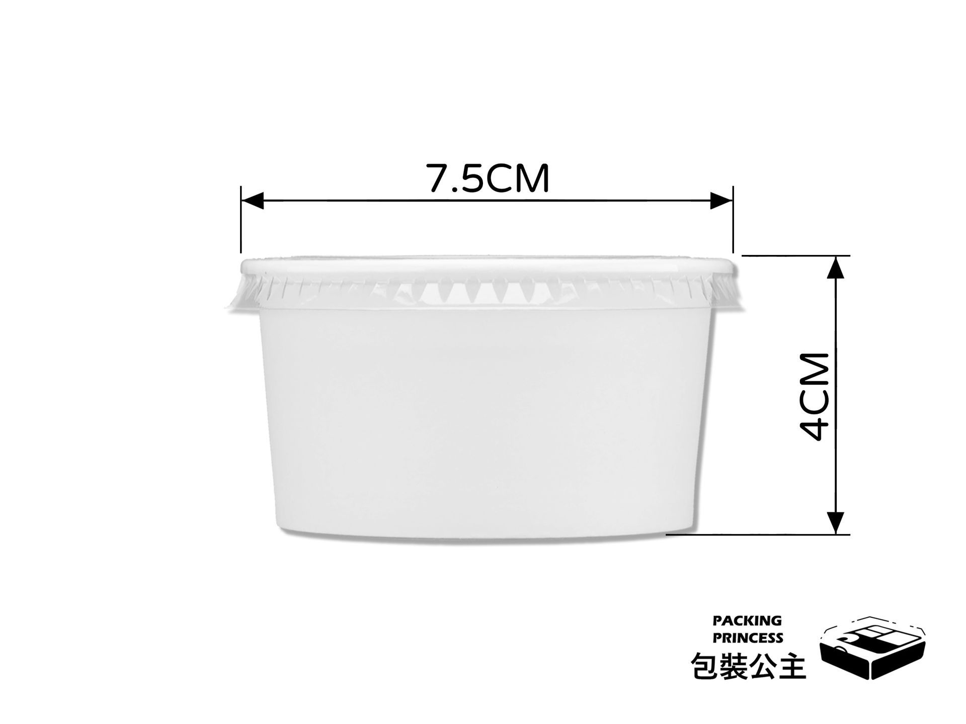 JY-4oz 紙製醬料杯 (120cc)：環保白卡紙材質，搭配透明密封蓋，適合盛裝醬汁、小菜、沾醬，防漏且美觀