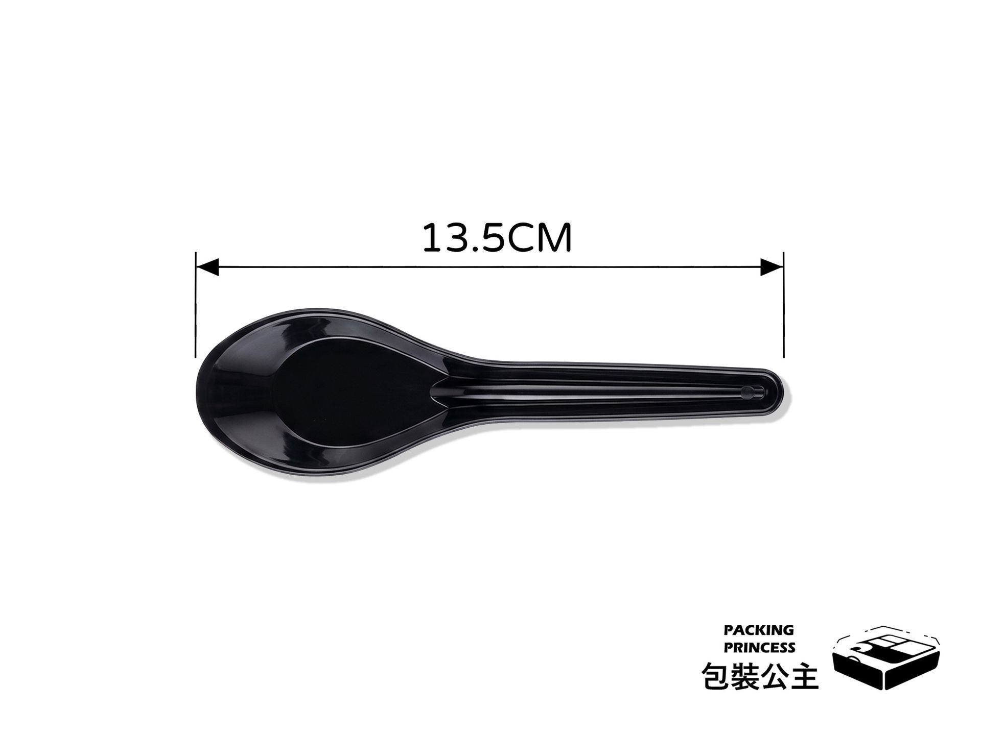 K071A / K072A | 中式單支包塑膠湯匙，黑白雙色湯匙斜放展示，提供餐飲業耐用的免洗餐具選擇。