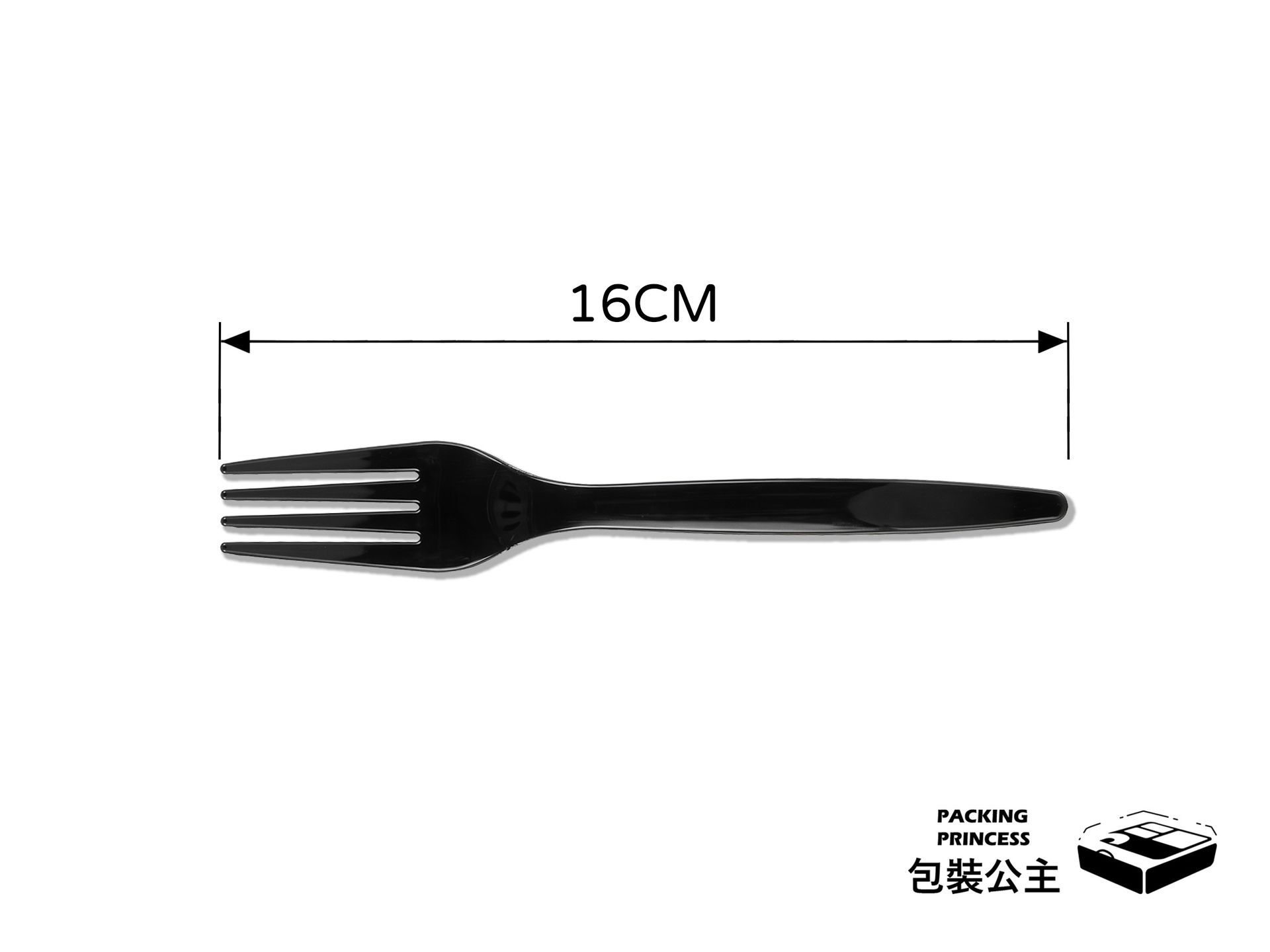 K075 | 厚質感黑色大叉子 PP塑膠叉子 台灣製，單品斜放展示，提供餐飲業耐用的免洗餐具選擇。
