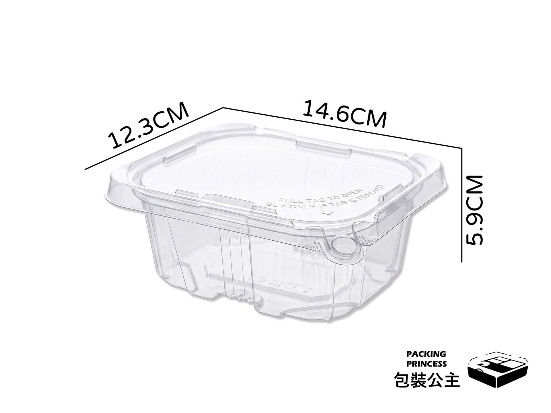 PLS-16 高透明防偷吃餐盒，容量 480cc，具備防偷吃卡扣設計，適合各類外帶主食或輕食。