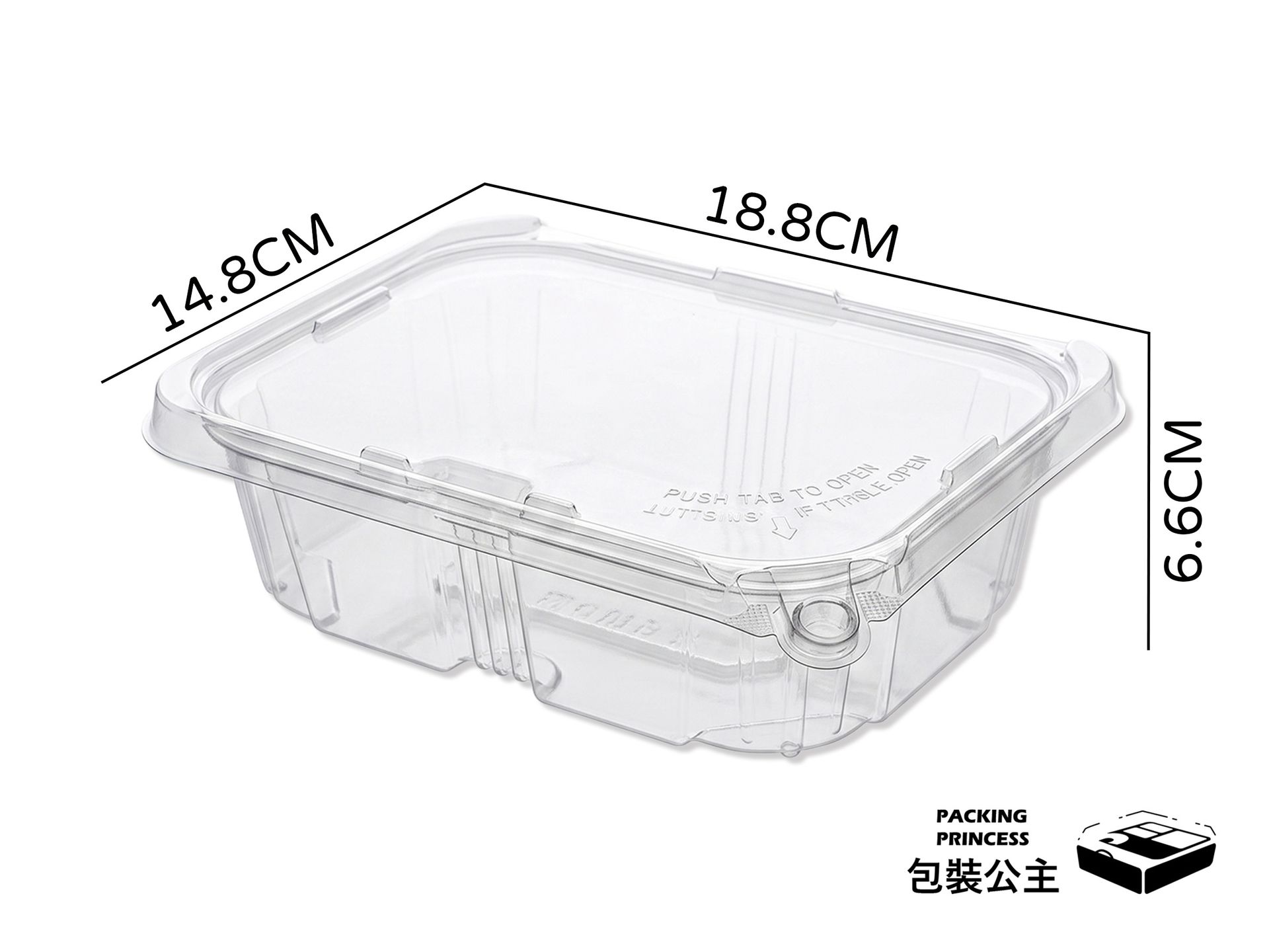 PLS-32 高透明防偷吃餐盒,960cc 容量,具備防偷吃卡扣設計,單品透明展示,提供餐飲外帶安心容器選擇。