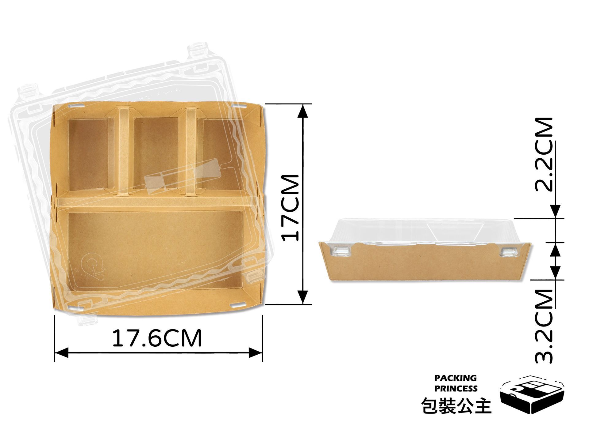 RPR4-01 四格自扣牛皮餐盒，具備高蓋不壓菜設計，結構穩定，適合各類外帶餐飲服務。