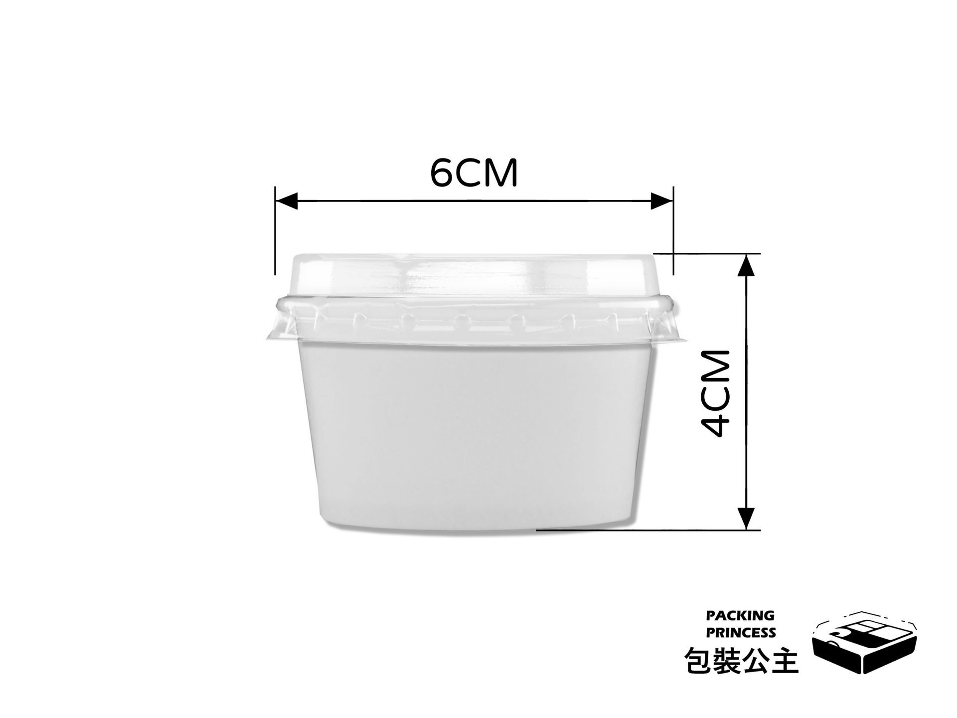 T260 紙製醬料杯 (75cc)：2.6盎司小容量設計，搭配透明連體蓋，適合外帶少量沾醬、辣油或精緻小菜