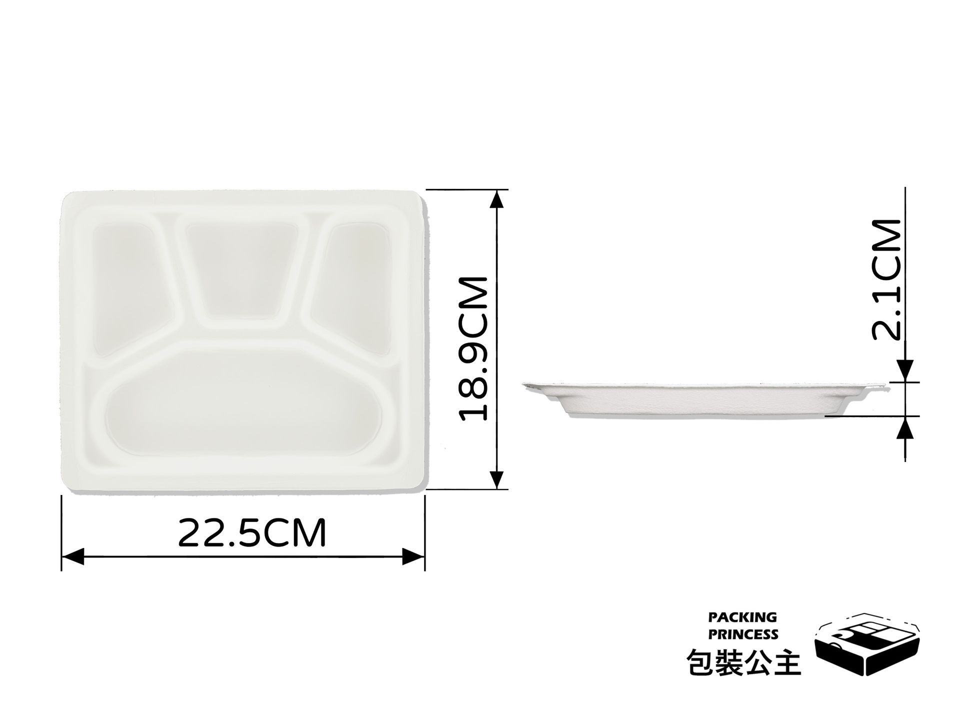 P401 原紙漿四格餐盤，植物纖維環保材質，適合會議、活動提供餐點，落實綠色餐飲承諾。