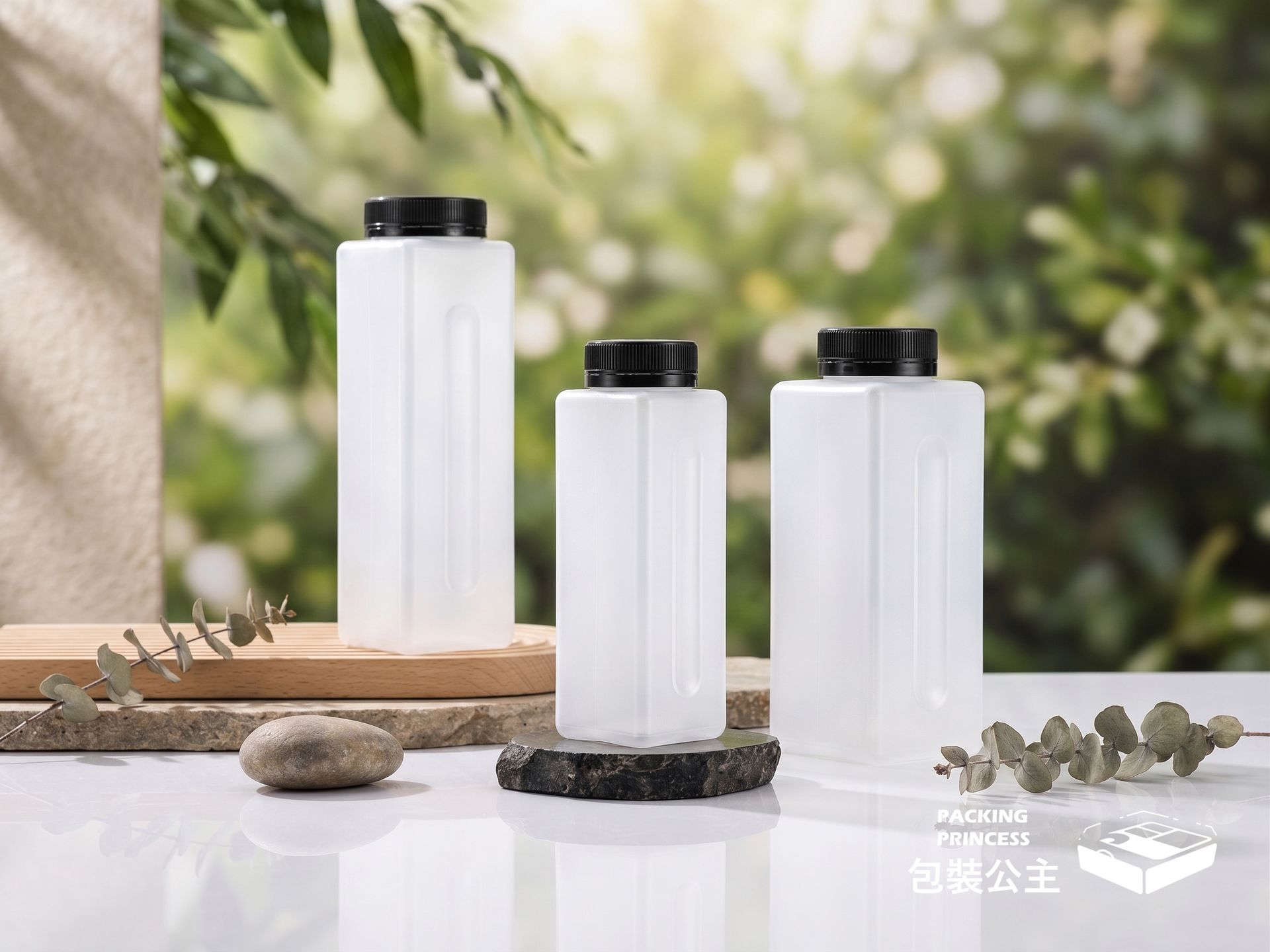 日系霧面角瓶系列，方形瓶身設計，適合冷泡茶或其他飲料外帶與儲存。