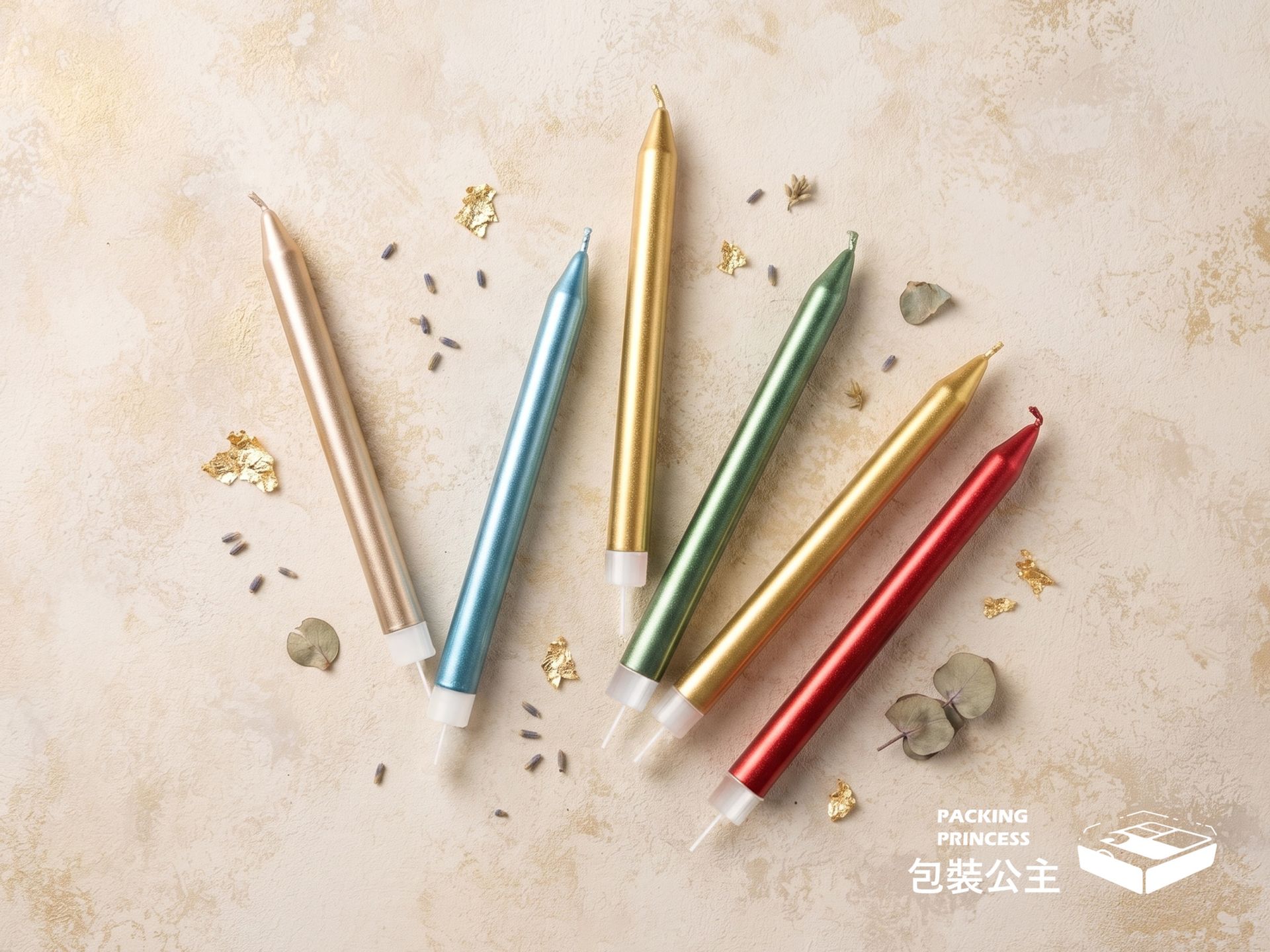 GFE-13 星光系列,精品長條蠟燭,多色金屬質感包裝,適合作為各類派對與慶典的裝飾選擇。