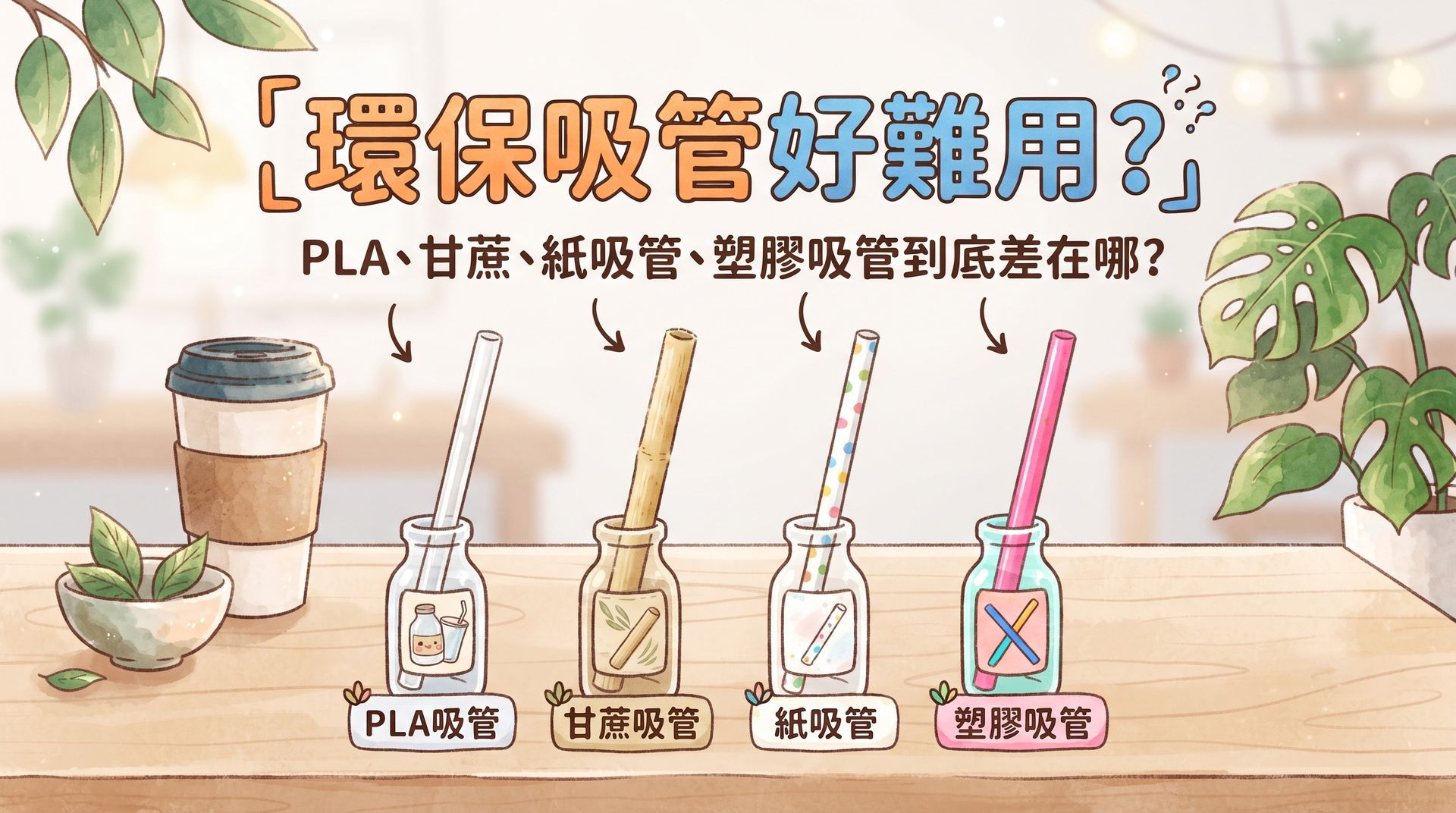 環保吸管好難用？PLA、甘蔗、紙吸管、塑膠吸管到底差在哪？解析各類環保吸管特性與挑選指南。