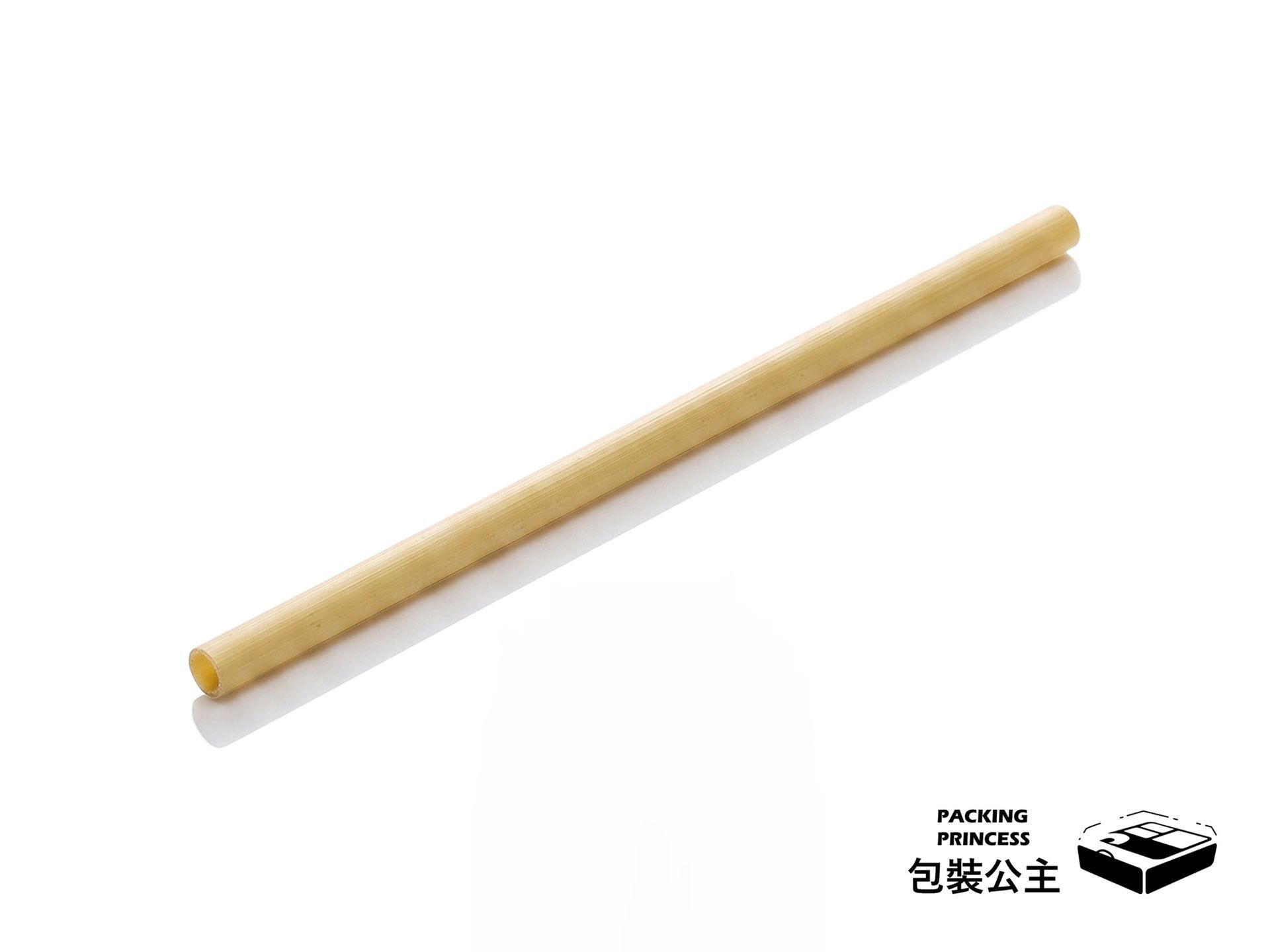 蒲草吸管,100% 天然植物吸管(SGS/德國萊因認證),單支直管平放特寫,展現天然植物切口與質感。