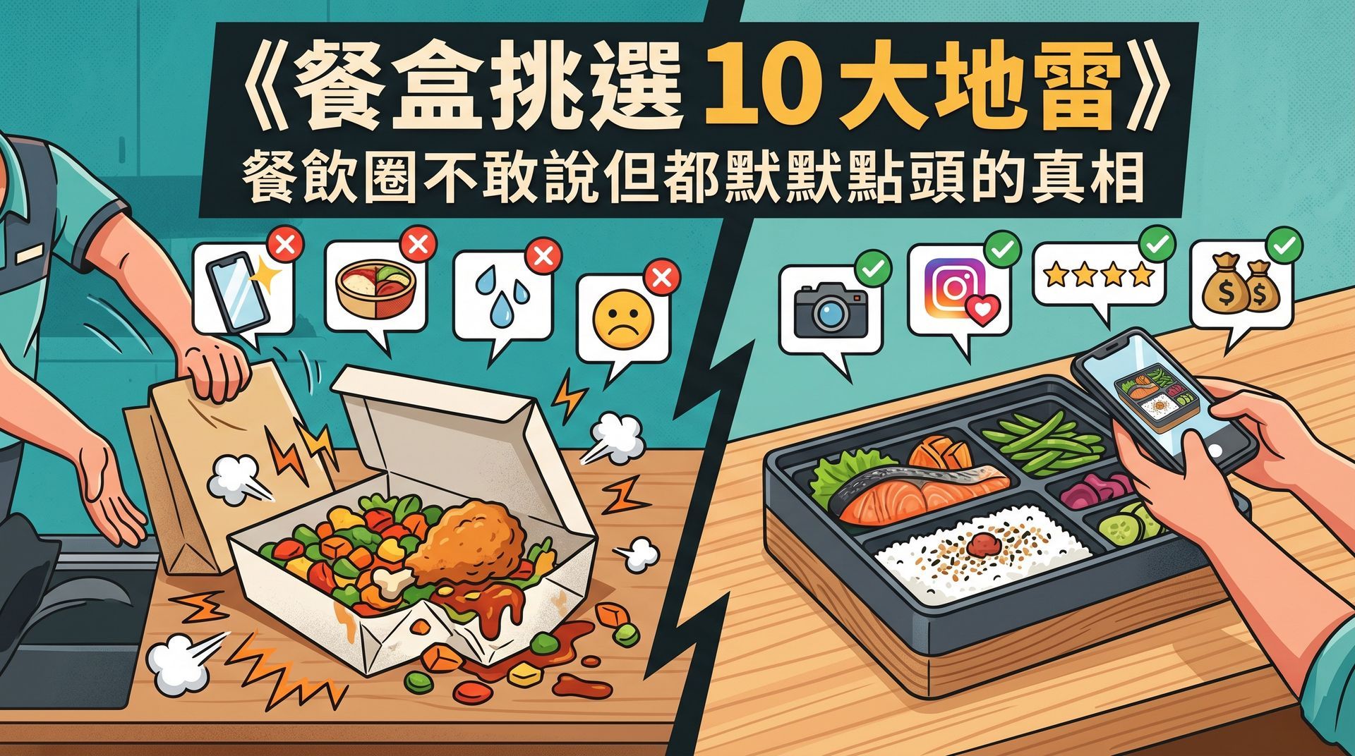 餐飲外帶包裝教學，列出餐盒挑選的十大潛在地雷與避雷建議。