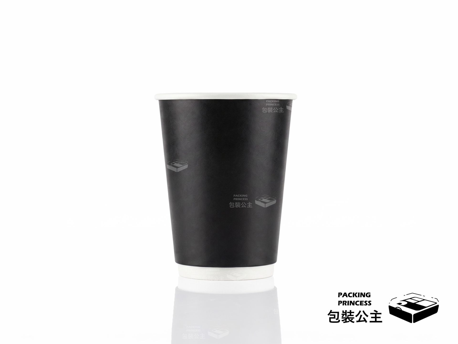 12盎司黑色單層冷熱共用紙杯 (12oz)，經典純黑極簡風格免洗外帶杯，適合早午餐店、外帶咖啡廳盛裝各式冷熱飲品。