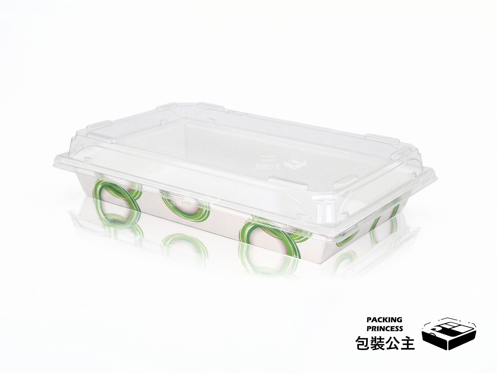 EP-07 加寬型美饌紙盒(大)：高質感印刷外盒配透明凸蓋，提升食材價值感，適合握壽司拼盤、冷滷味與精緻日料外帶