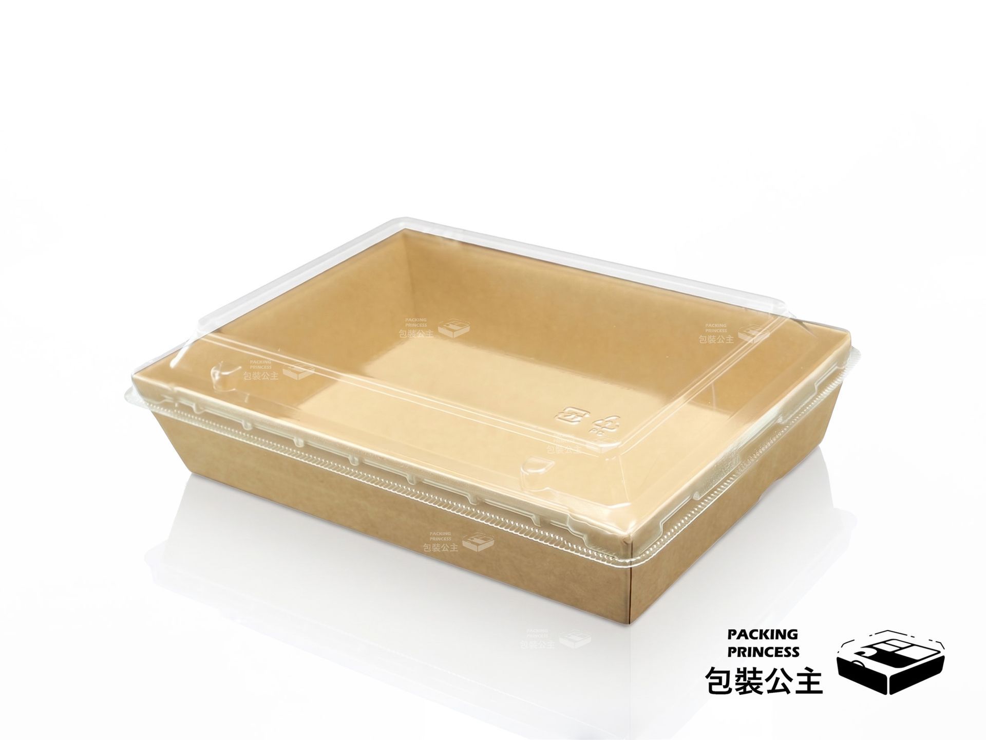 FA410｜輕食餐盒 美饌盒 牛皮紙盒 長方形紙盒 環保紙盒 搭配衛生透明上蓋(25組)