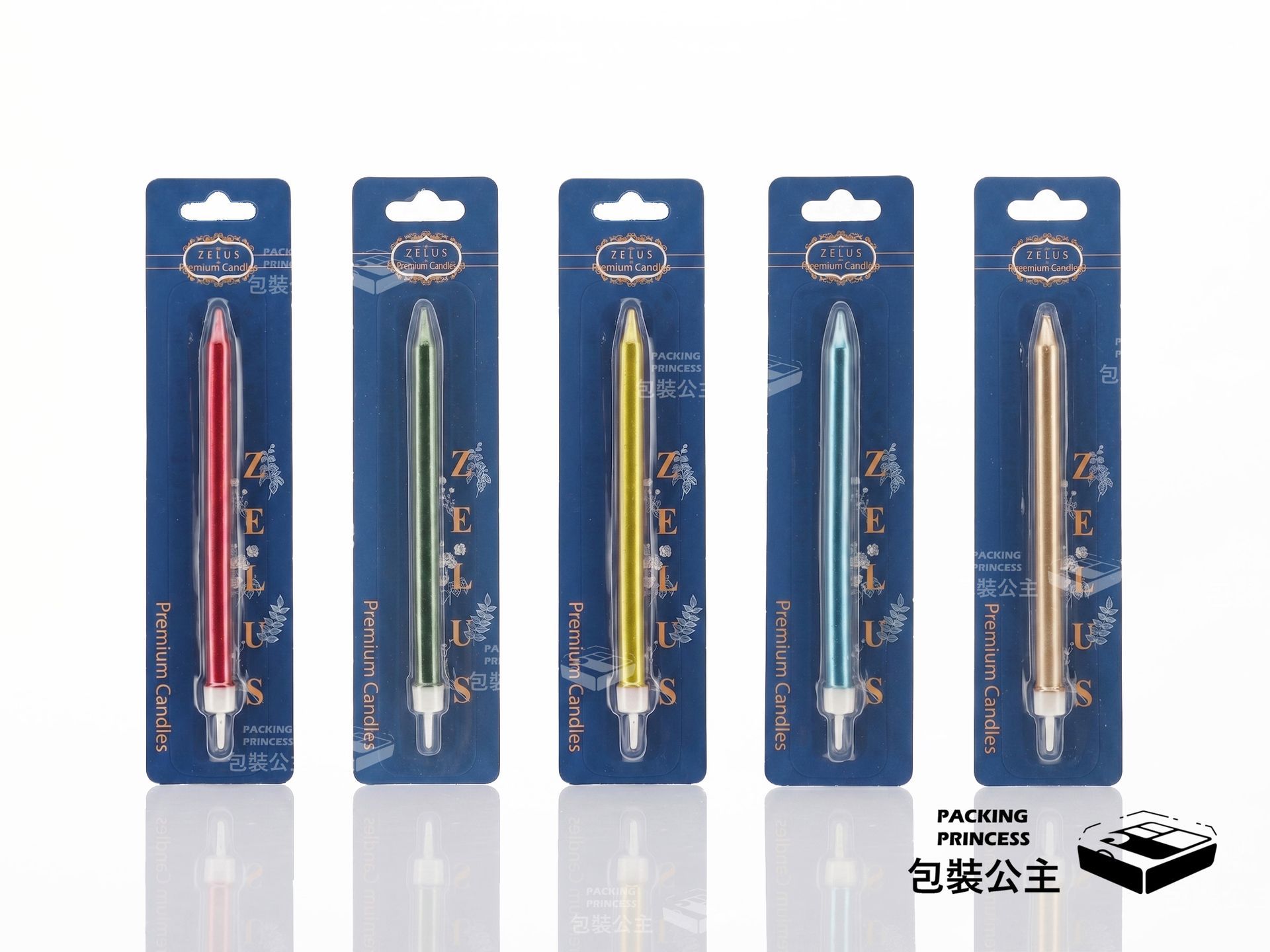 GFE-13 星光系列,精品長條蠟燭,多色金屬質感包裝,適合作為各類派對與慶典的裝飾選擇。