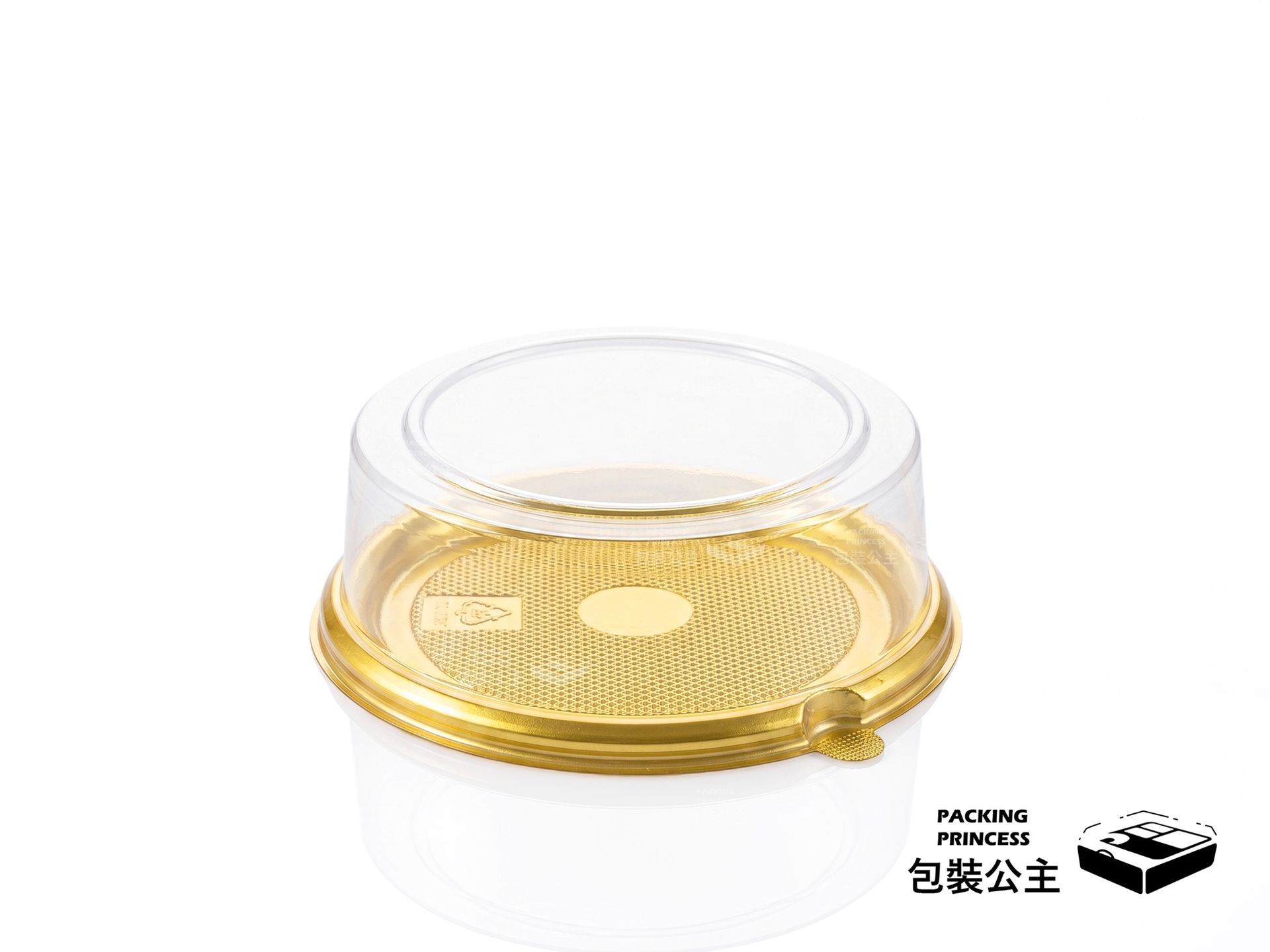 H526 5吋蛋糕盒，韓系蛋糕盒設計，搭配金色底盤，為小型生日蛋糕提供高質感的包裝方案。