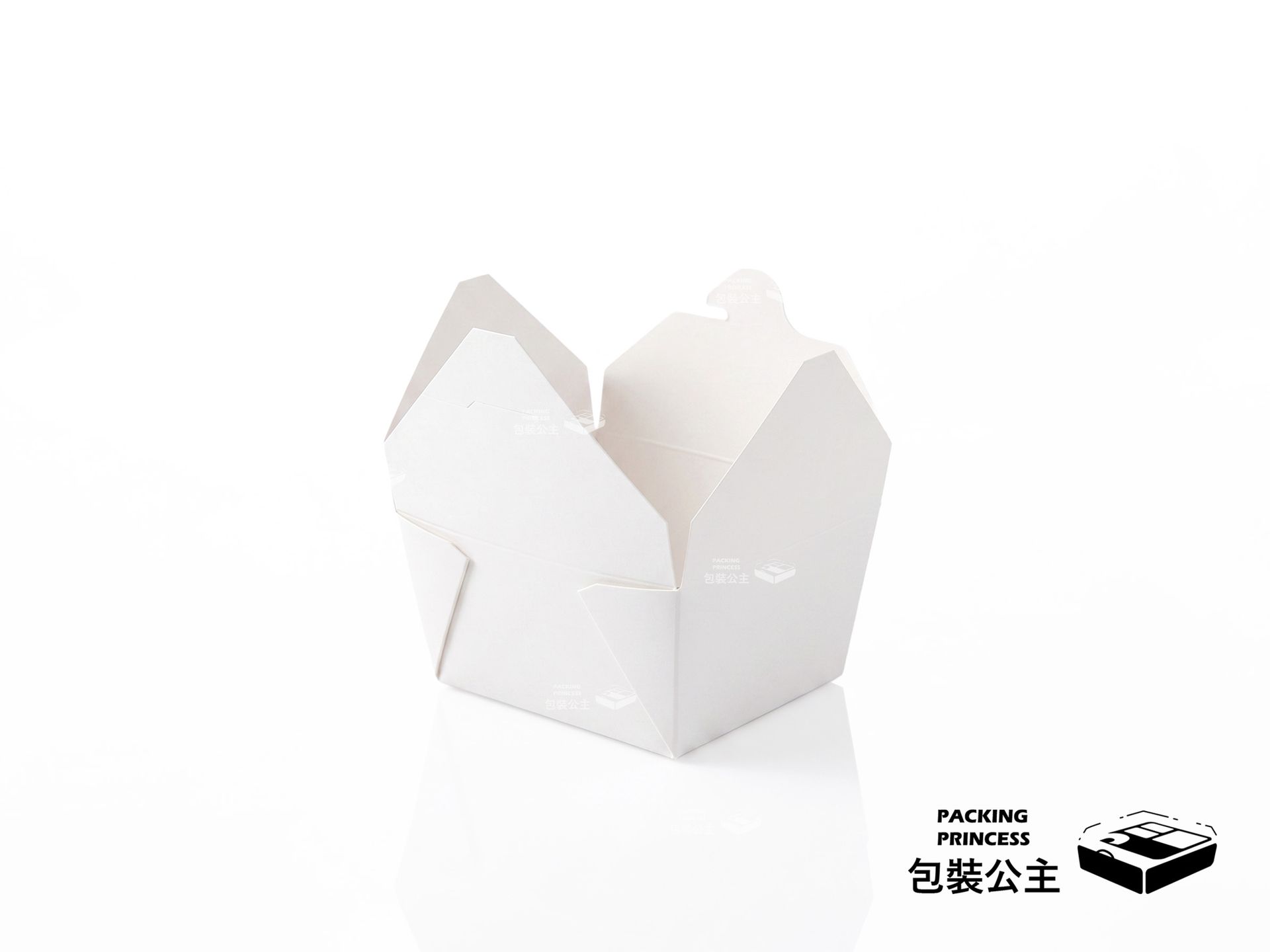 JD-602 | 美式餐盒 25盎司 750cc 炸物盒 白色，單品白色餐盒開啟展示，提供炸物與餐飲外帶紙盒選擇。