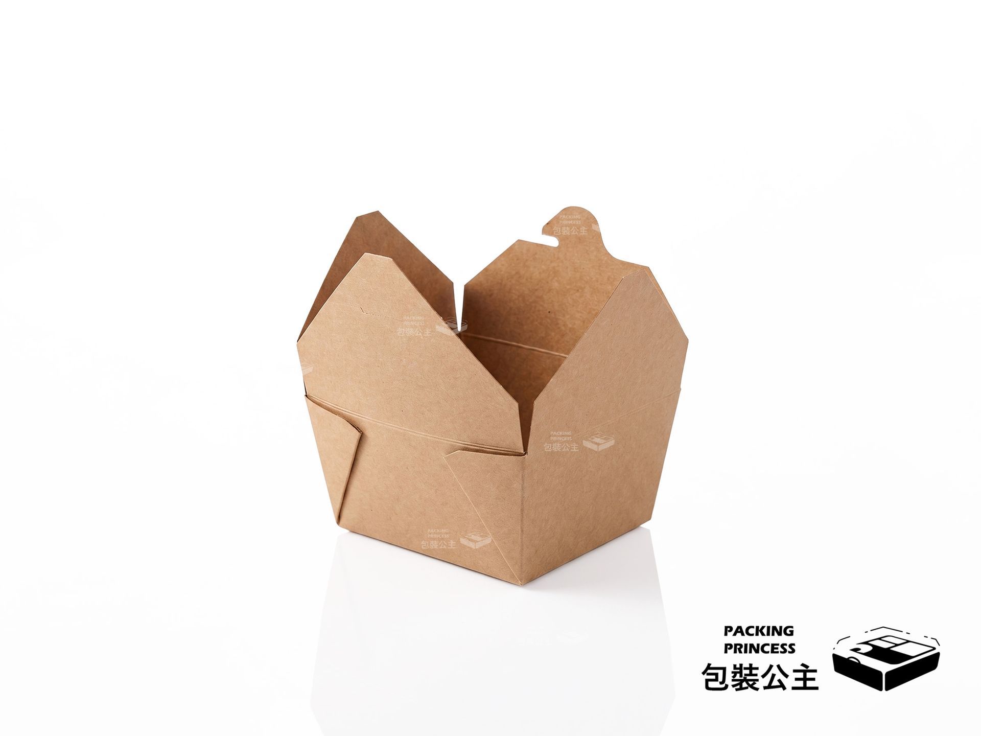 JD-602K | 美式餐盒 25盎司 750cc 炸物盒 牛皮色，單品牛皮紙餐盒開啟展示，提供環保外帶紙盒選擇。