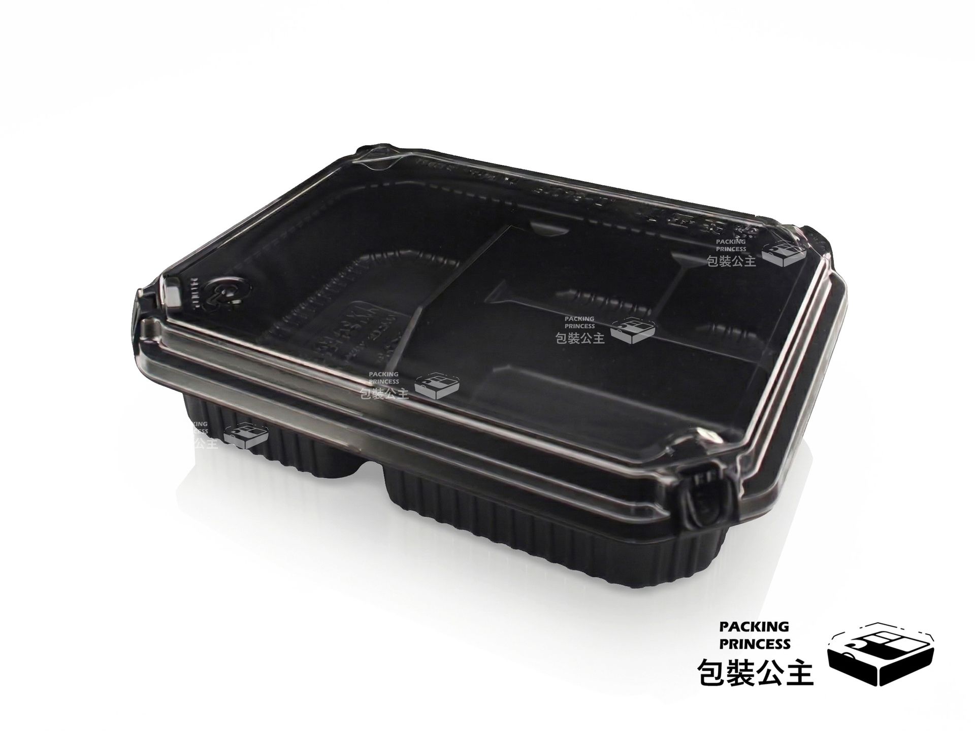 JD-8402 新款自扣式四格餐盒：一體式防漏扣環設計，免用橡皮筋，適合健康便當、水煮餐與健身餐外送使用