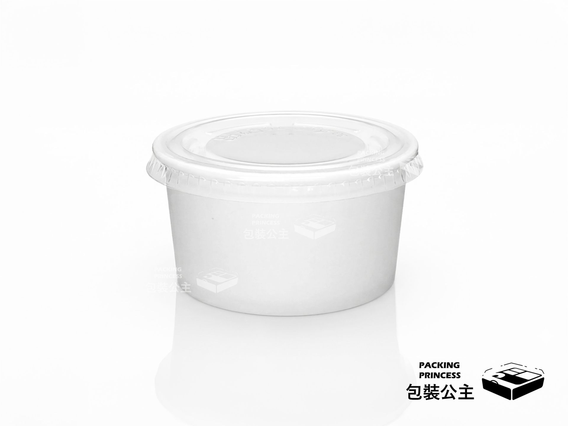 JY-4oz 紙製醬料杯 (120cc)：環保白卡紙材質，搭配透明密封蓋，適合盛裝醬汁、小菜、沾醬，防漏且美觀