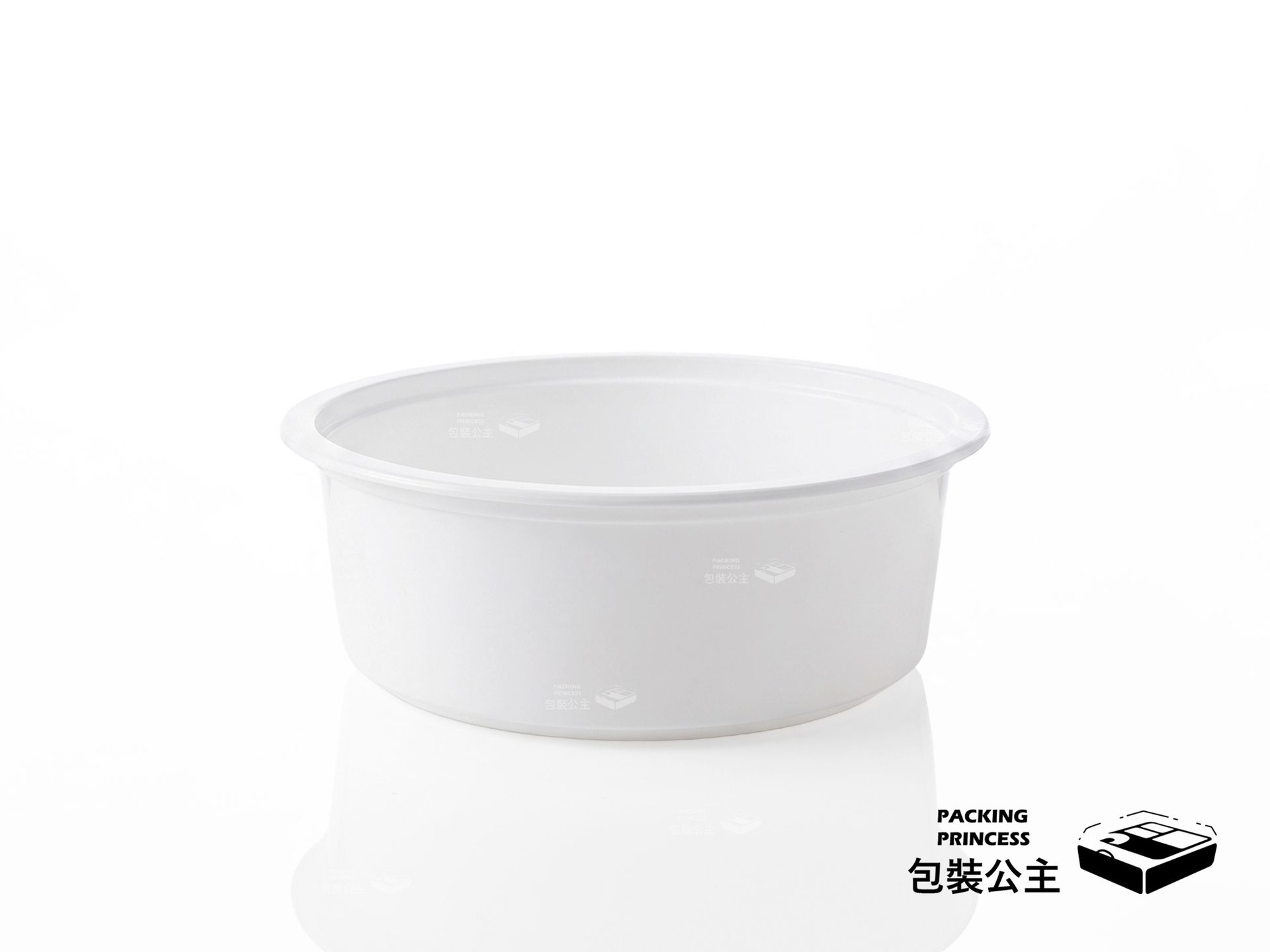 P1100 | 白色塑膠碗 1000c.c 可微波 大容量塑膠碗,單品矮款白色塑膠碗展示,提供中大型餐飲外帶容器選擇。
