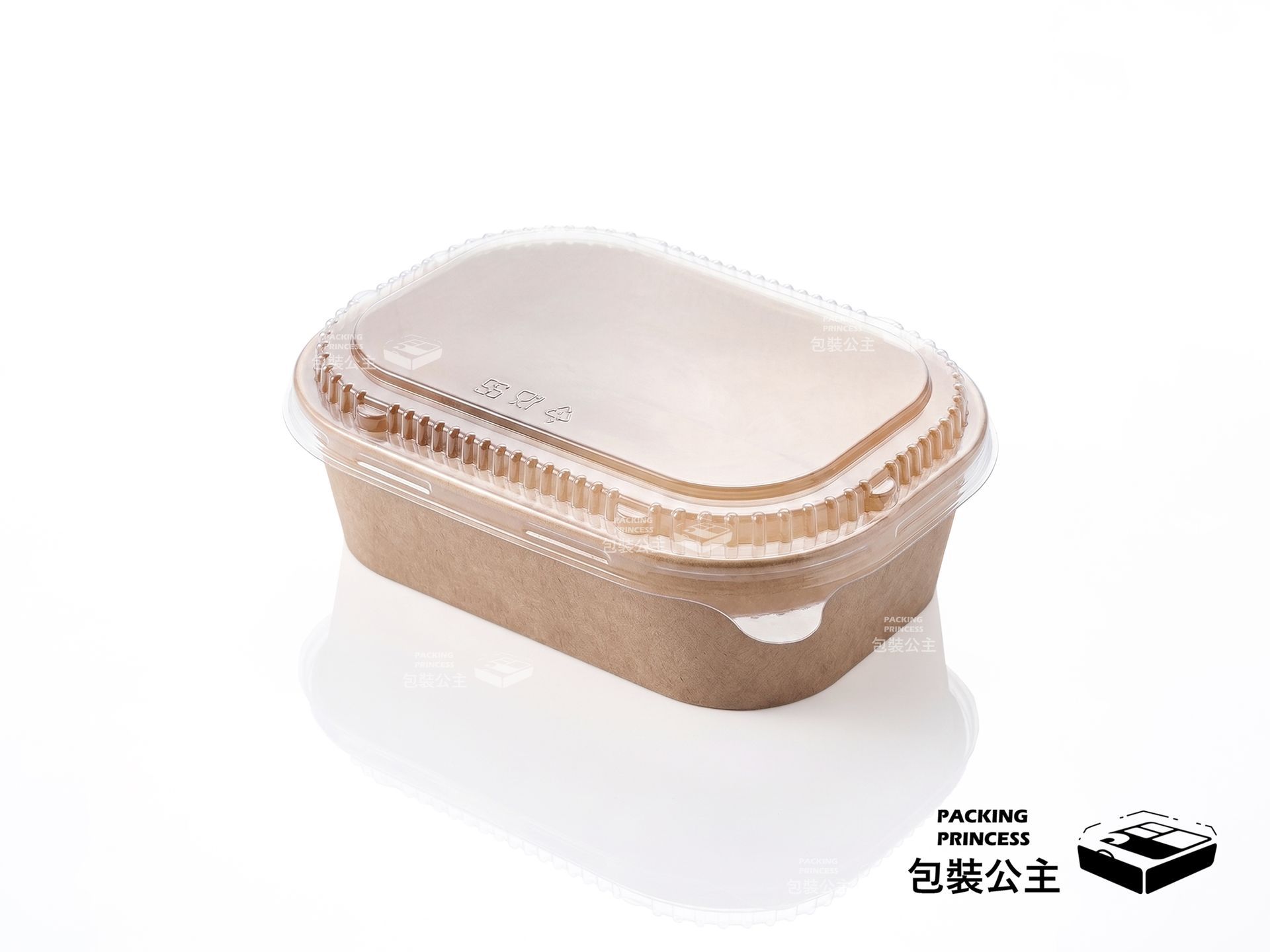 PSB-860 牛皮長方餐盒,860CC 容量設計,搭配透明蓋,外觀簡約適合各式外帶餐點。