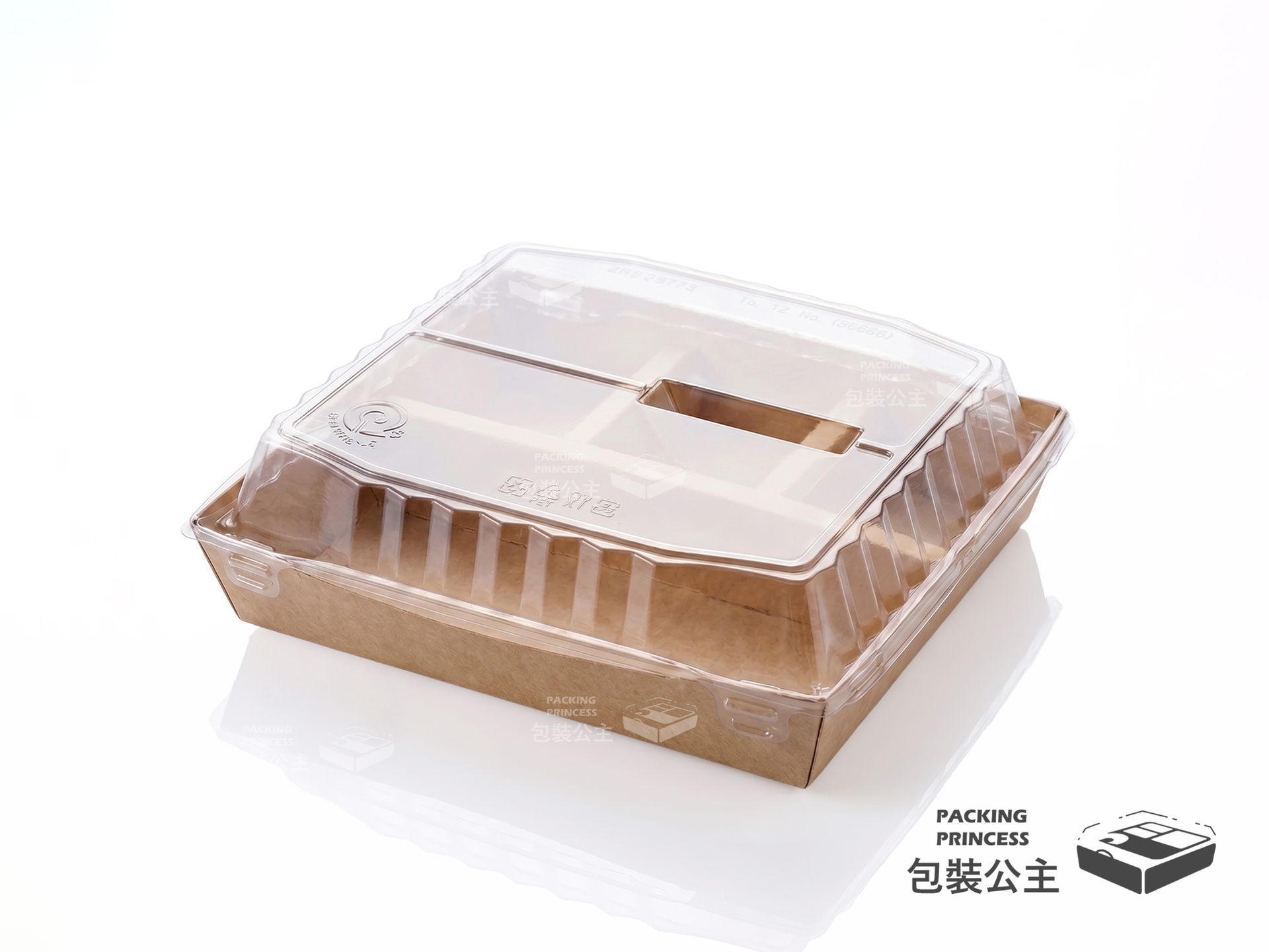 RPR4-01 四格自扣牛皮餐盒，具備高蓋不壓菜設計，結構穩定，適合各類外帶餐飲服務。