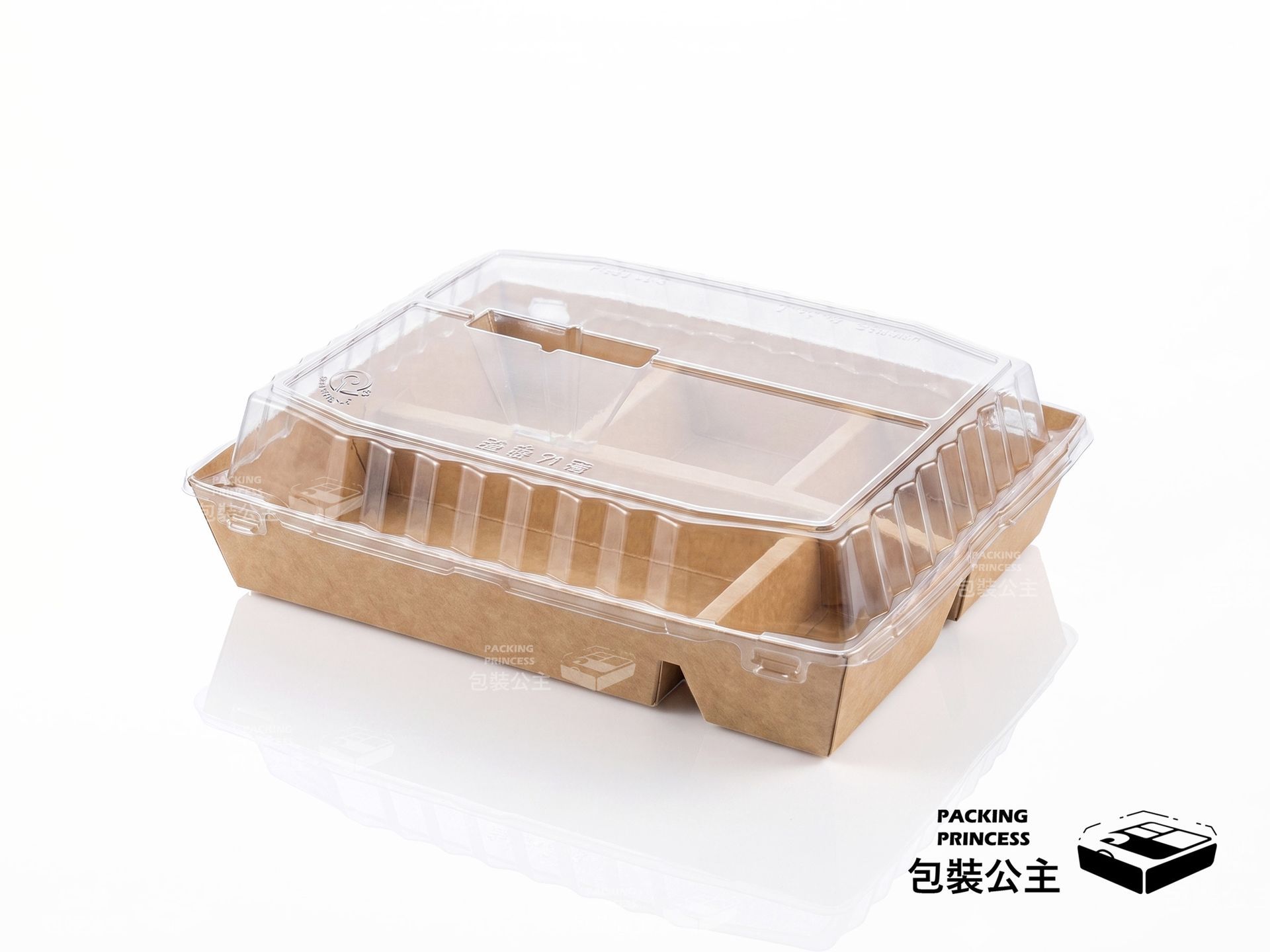 RPR5-01 五格自扣牛皮餐盒，經典分區設計，適合各式商務便當外帶，維持餐點井然有序。