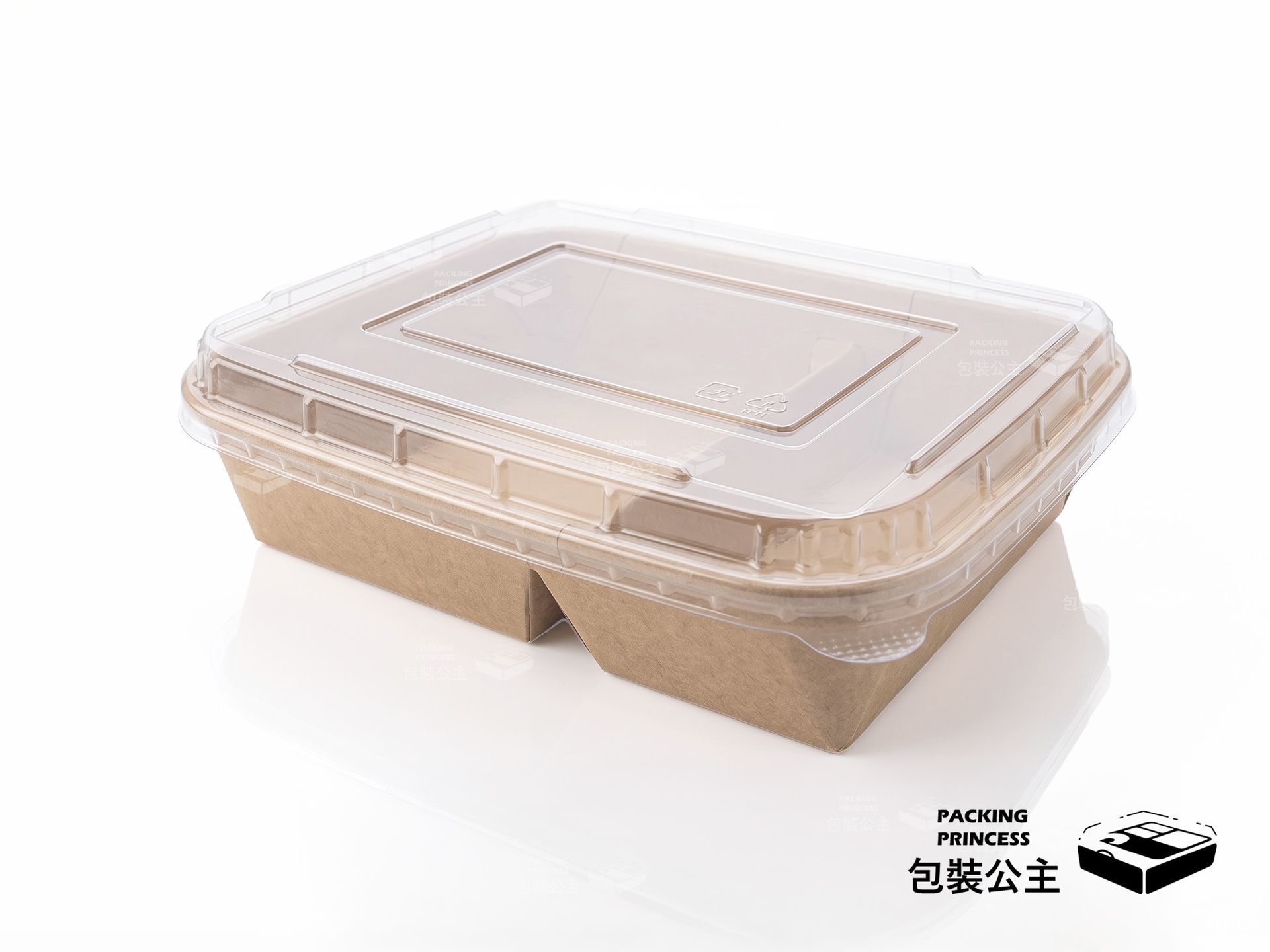 SY-212 牛皮紙二格餐盒，高品質外帶餐具，適合烘焙工作室與早午餐包裝