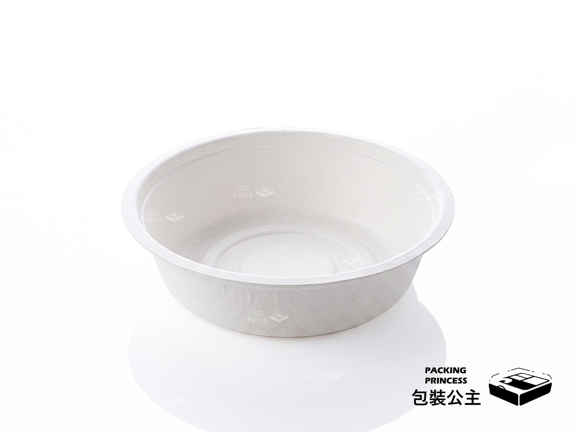 T850 | 環保紙漿碗 850cc 三種組合自由配 防漏，單品白色紙漿碗展示，提供環保餐飲外帶碗具選擇。