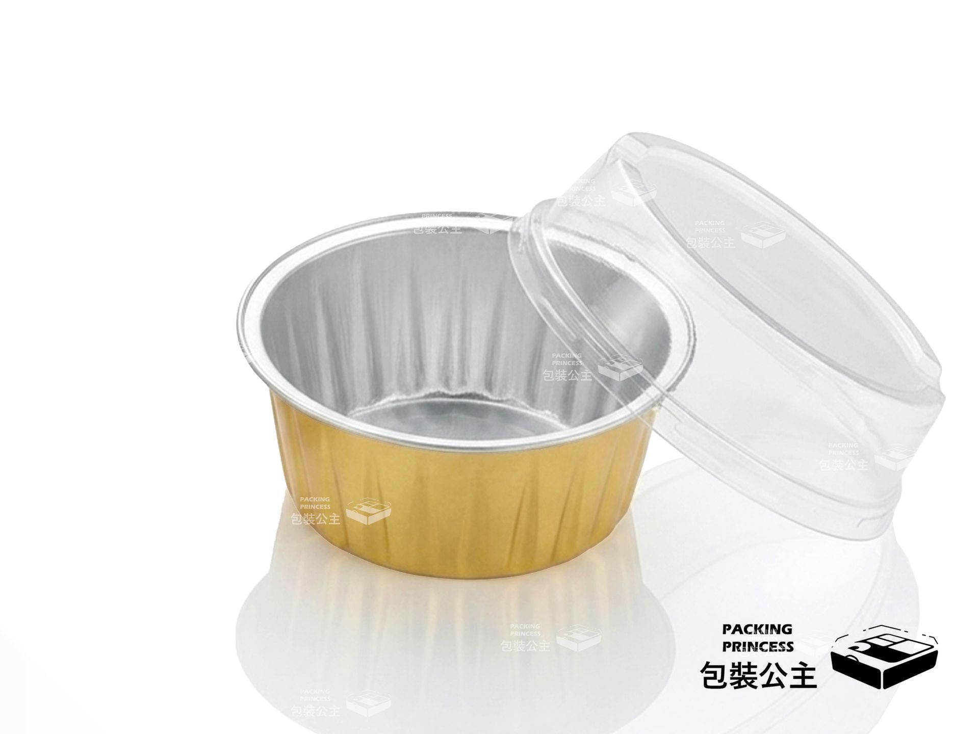 Y084-130 圓形鋁箔盅詳細規格:130cc 容量標註,底徑 6.2cm,適合外帶精緻沾醬、手作甜點與飯店自助餐小點包裝