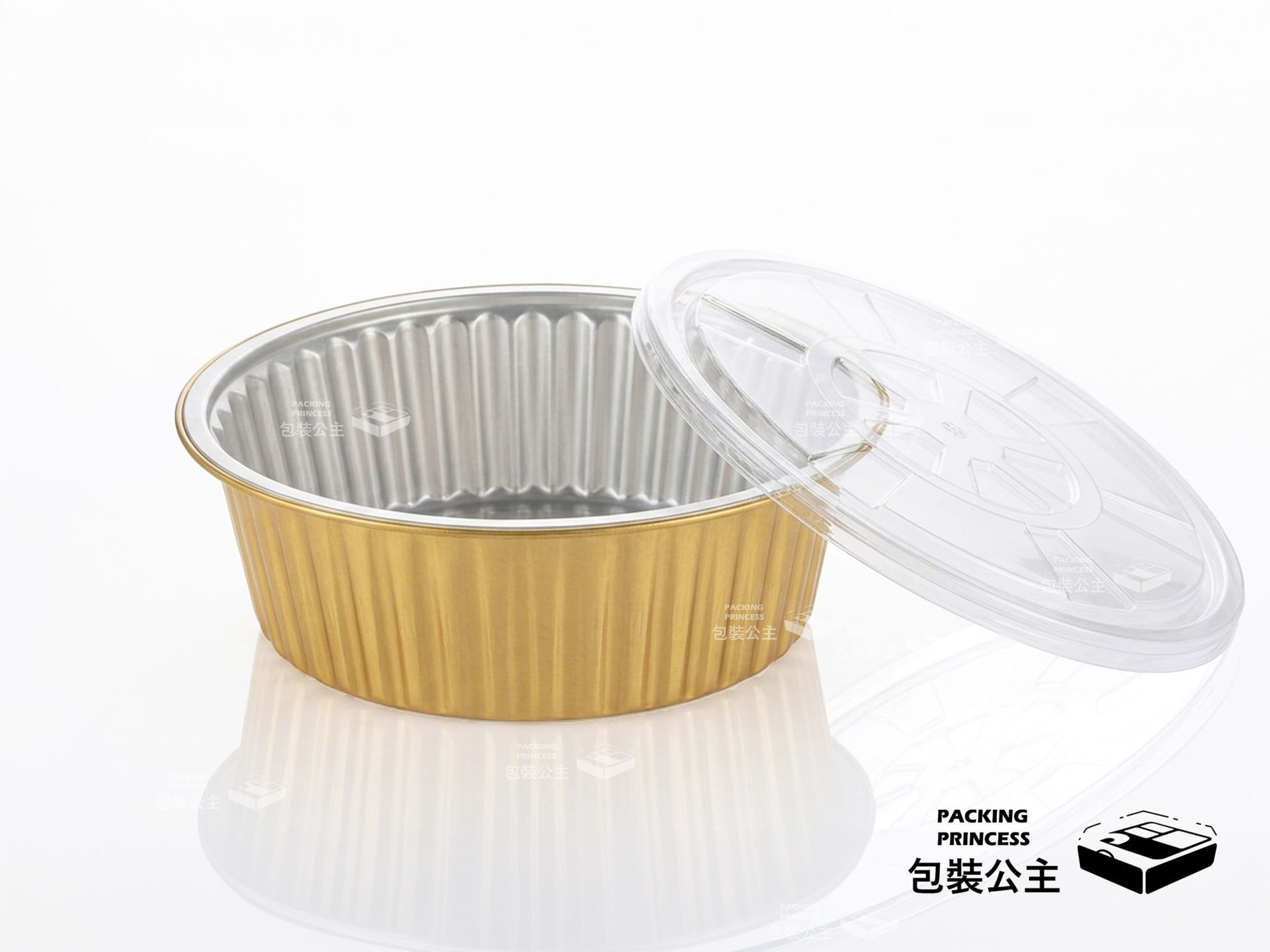 Y250-3000 金色加厚鋁箔盒:3000cc 特大容量圓盤,金色質感設計,專業烘焙與外帶海鮮拼盤首選
Y250-3000 金色加厚鋁箔盒(單賣底盒/蓋):適合餐廳大宗採購,耐熱耐壓不易變形
