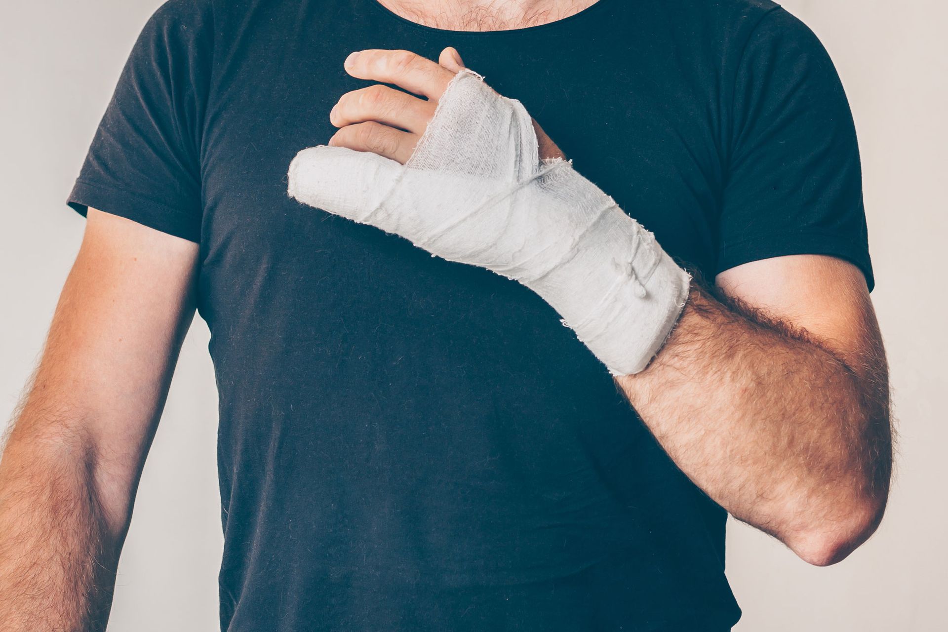 Man with a hand injury