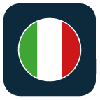 La bandiera dell'italia è in un cerchio su sfondo blu.