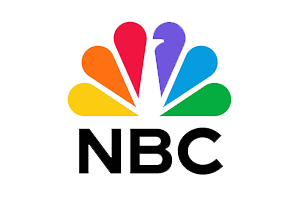 A rainbow colored nbc logo on a white background