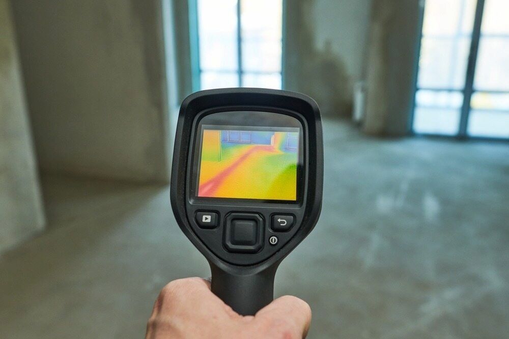 Hand Holding a Thermal Imaging Camera, Displaying Heat Map — AD Plumbing & Maintenance in Nicholls, ACT