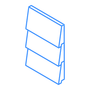 Blue outline of siding with three overlapping rectangular sections.