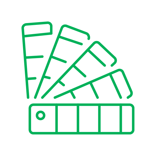 Green color swatch fan.