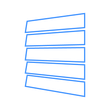 Blue outline of blinds, angled to show the slats.