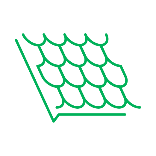 Green outline of a tiled roof.