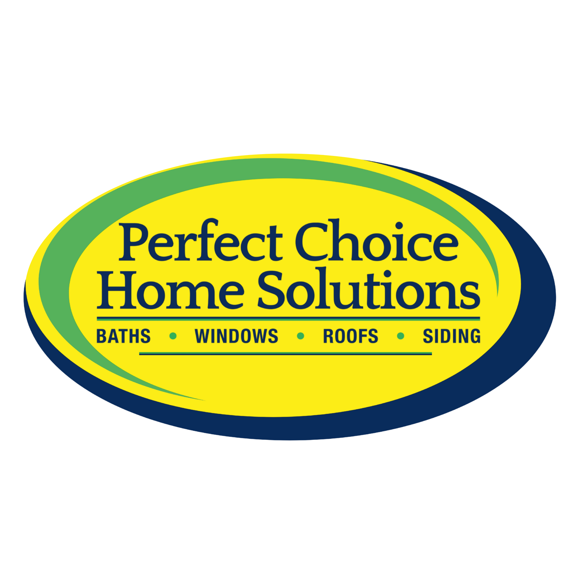 Perfect Choice Home Solutions logo in yellow and blue with bath, window, roof, and siding services