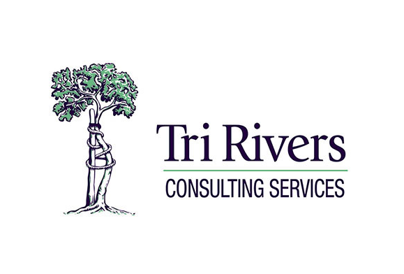 A logo for tri rivers consulting services with a tree on it