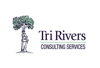 A logo for tri rivers consulting services with a tree on it