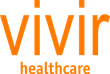 The logo for Vivir Healthcare is orange and gray.