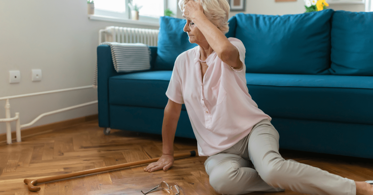 elderly lady falling on the floor