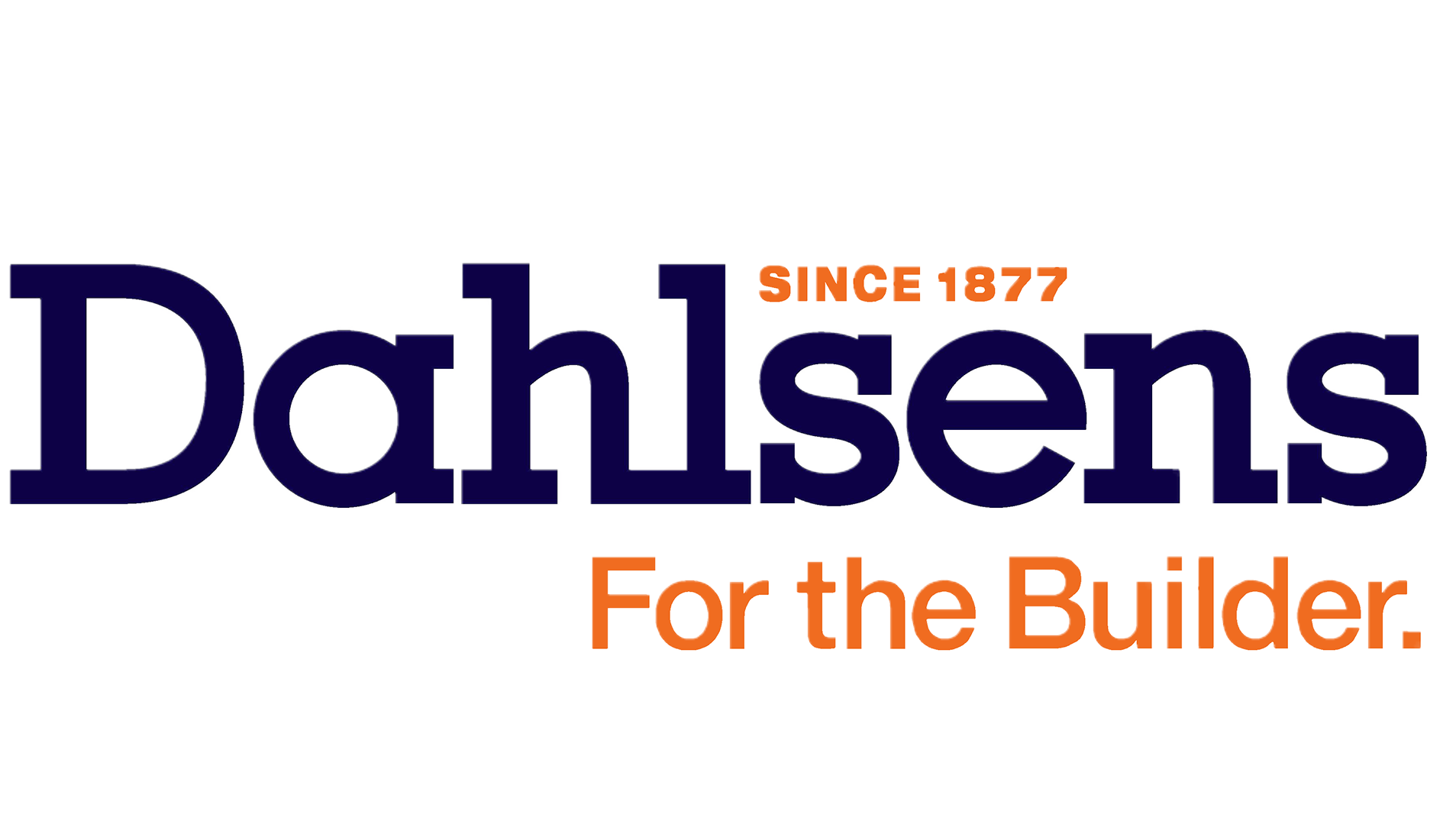 The dahlsens for the builder logo is blue and orange on a white background.