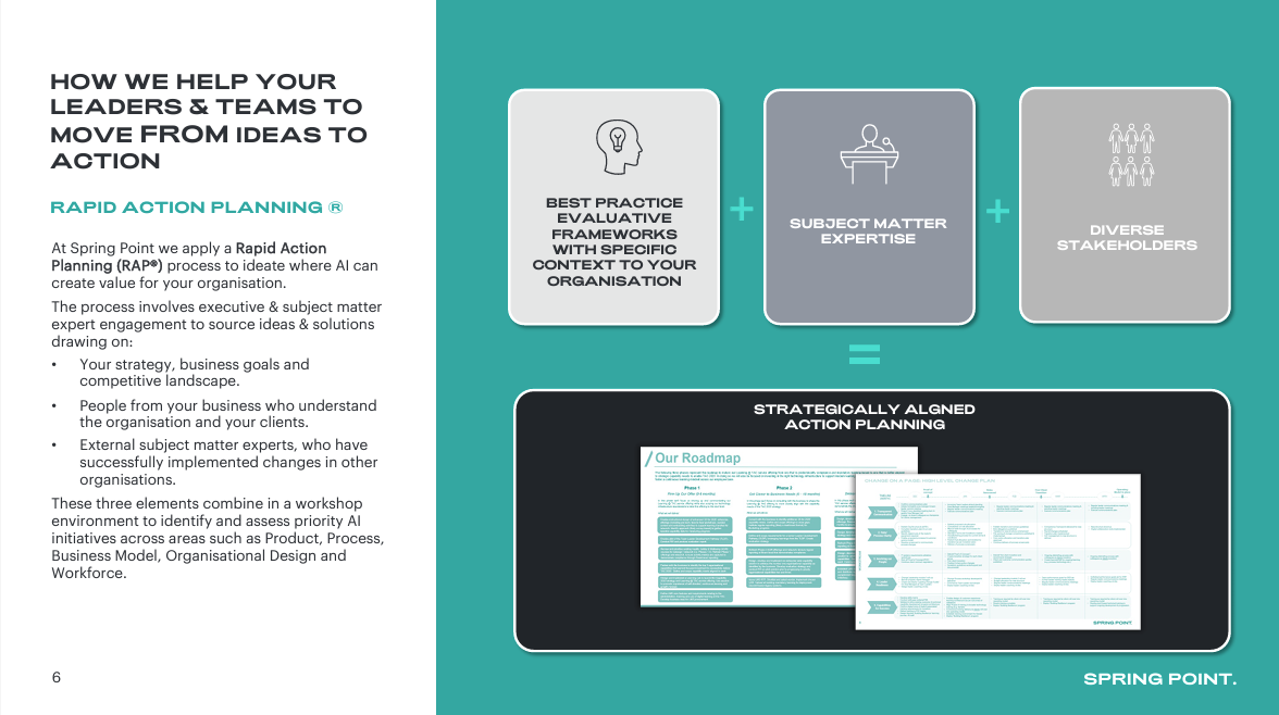 A page of a book that says `` how we help your partners and teams to move from ideas to action ''.