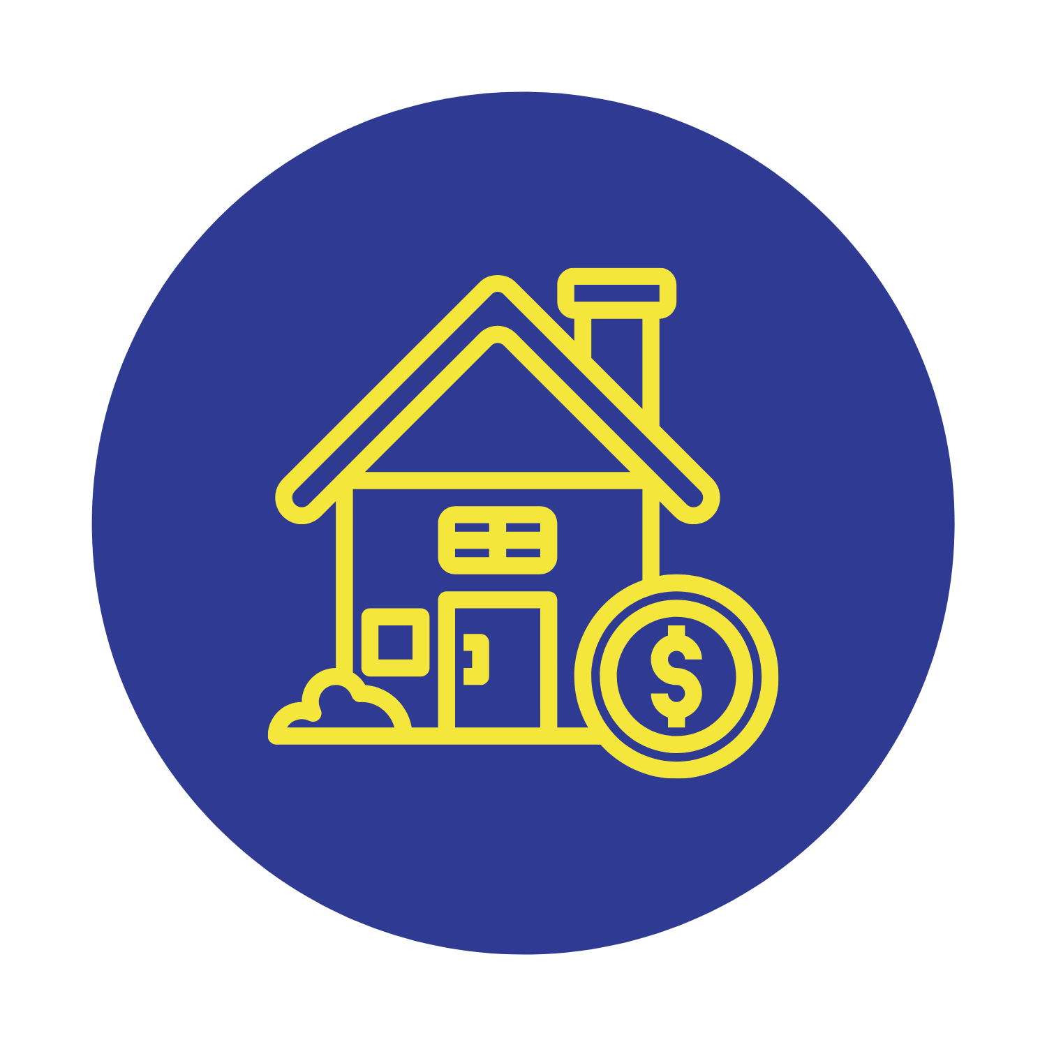 An icon of a house with a dollar sign next to it.
