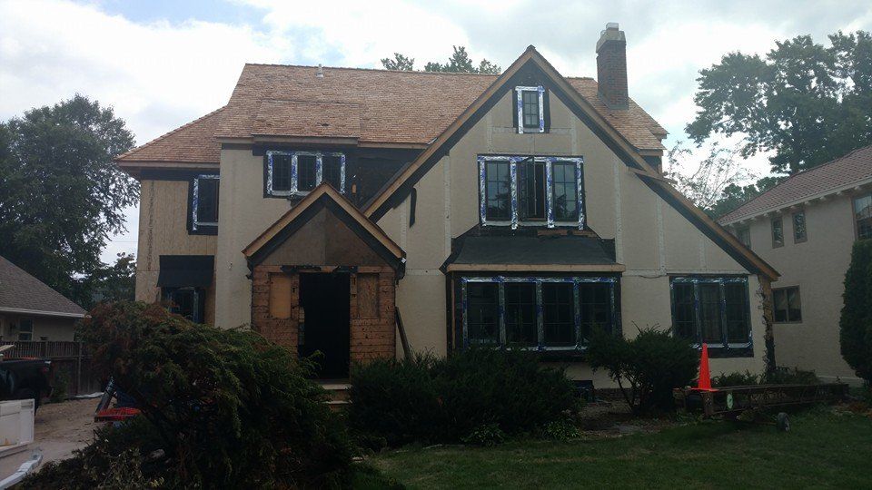 House being repaired — Jordan, MN — Superior Stucco Inc.