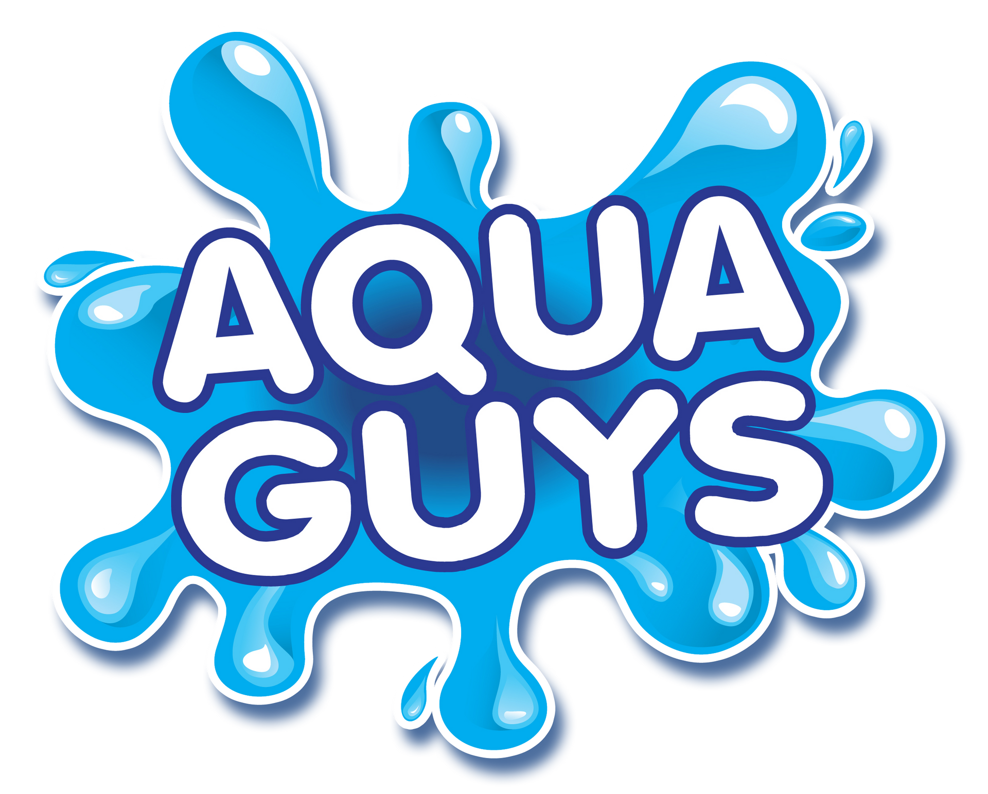 a logo for aqua guys with a splash of water