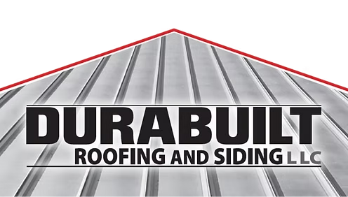 Durabuilt Roofing and Siding LLC logo with metal roof image and company name.